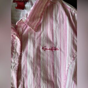 South Pole Pink & White Striped Button-Down Shirt Y2K